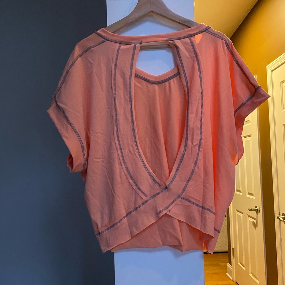 NEW Women's Backless Loose Tops Short Sleeve Workout Tops